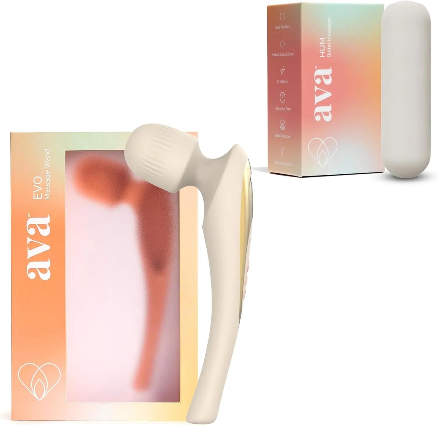 Ava EVO Ergo Vibrator Wand - Beige and Ava Bullet HUM Massager - [Mini Vibrator Sex Toy] | Sex Toys for All | Clitoris Vibrator - Beige - buysextoyth