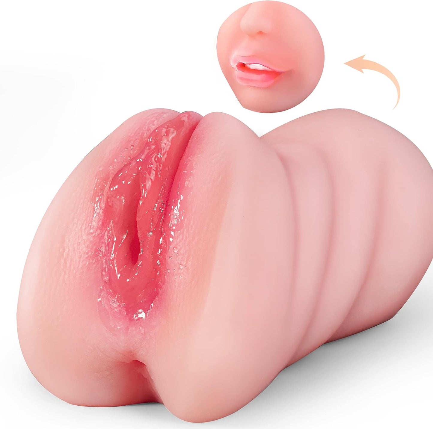 3 in 1 Pocket Pussy Male Masturbators with Lifelike Face. Sex Doll with Realistic Textured Mouth Vagina and Tight Anus. Masturbator Deep Throat Oral Adult Sex Toys for Men Masturbation (Brown) - buysextoyth