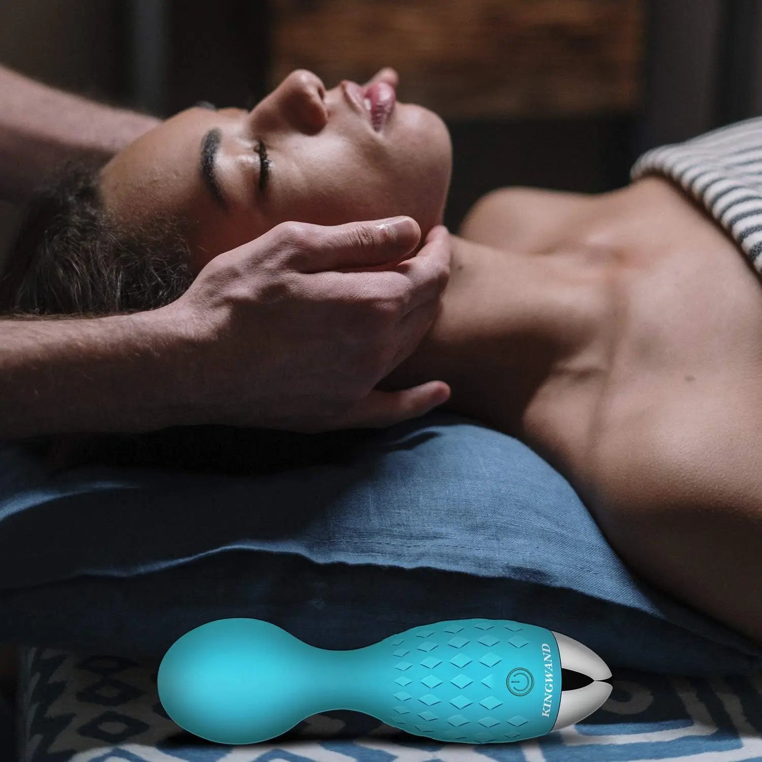 Mini Wand Massager - Portable Small Cordless Waterproof Handheld Massager for Body Hand Neck Foot Massage - Electric Rechargeable Powerful Vibrating (Blue) - buysextoyth