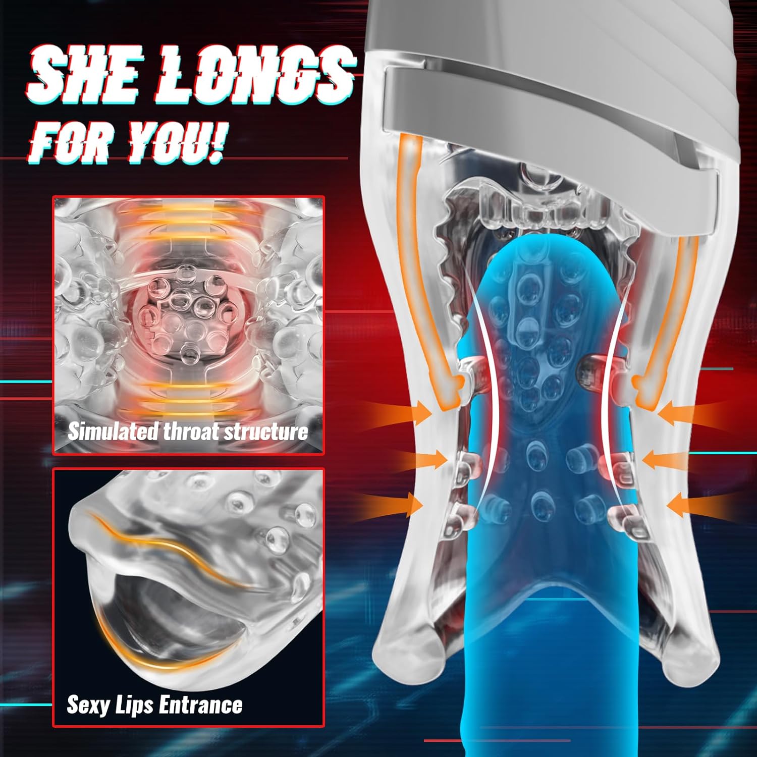 Triple Motor Automatic Male Masturbator Cup Oral Male Sex Toy. 5 Biting & 8 Vibrating Penis Stroker. Blowjob Glans Vibrator with Realistic Throat Structure Adult Sex Toys Pocket Pussy for Men Pleasure - buysextoyth