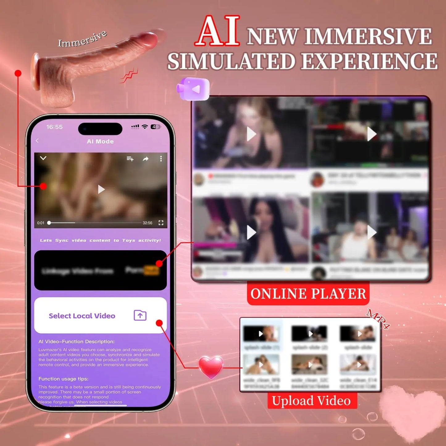 Realistic Dildo Vibrator APP Remote Control Adult Sex Toy Suction Cup 9 Vibrations 3 Thrusting Rotating Swing Heating Modes for 18+ Women - buysextoyth