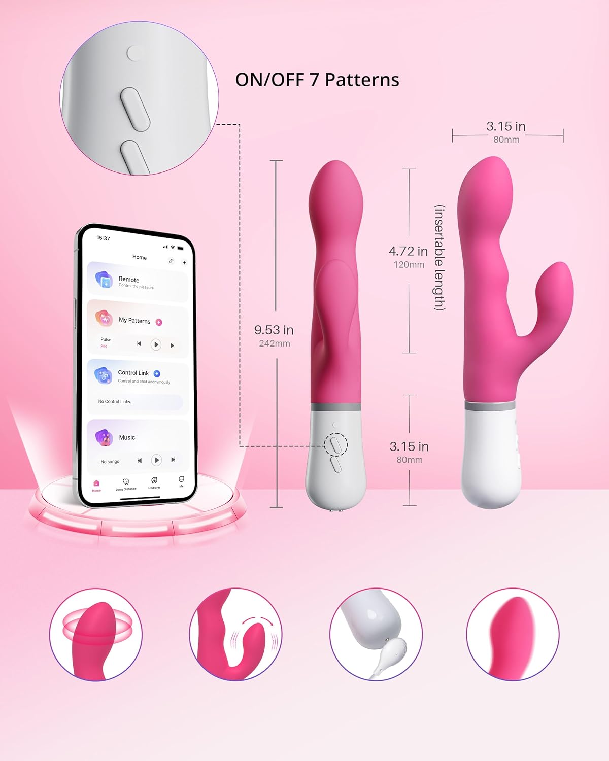 LOVENSE Nora Rabbit Vibrator with APP Control. Pink Vibrator Rabbit with Dual Motor. Clitoral Stimulator Dildo Massager. Sex Toys for Women with Smartphone Wireless - buysextoyth
