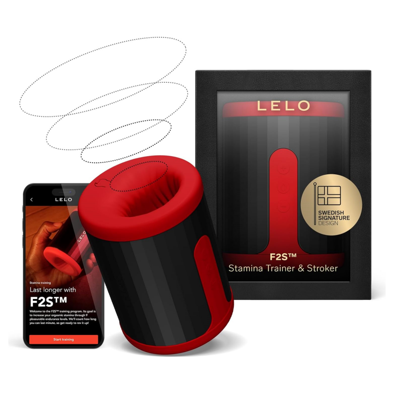 LELO F2S Stamina Trainer & Stroker with 14 Pleasure Settings. App and an AI Mode. Male Masturbator Sex Toy for Men. Male Sex Toy. Hands Free Masturbators. Penis Pump. Blowjob Adult Toys Vibrator. Red - buysextoyth