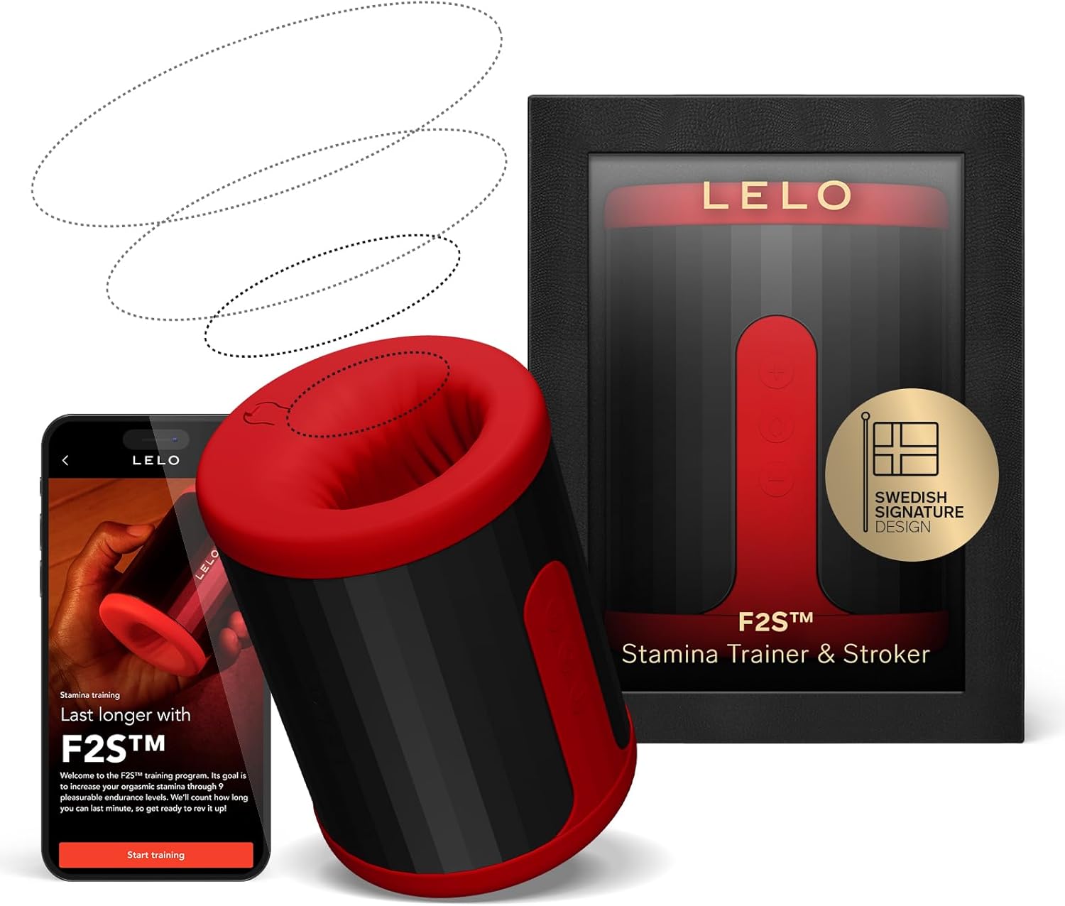 LELO F2S Stamina Trainer & Stroker with 14 Pleasure Settings. App and an AI Mode. Male Masturbator Sex Toy for Men. Male Sex Toy. Hands Free Masturbators. Penis Pump. Blowjob Adult Toys Vibrator. Red - buysextoyth