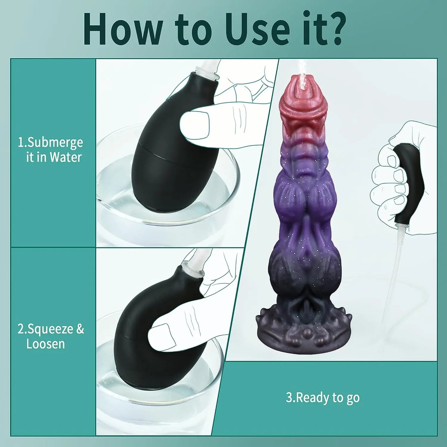 9.6 Monster Dildo Squirting Dildo Silicone Ejaculating Dildo with Knots. Fantasy Dildo Thick Dragon Dildo Horse Dildo with Strong Suction Cup. Huge Dog Dildo Soft Anal Dildo. Adult Toys for Women Men - buysextoyth