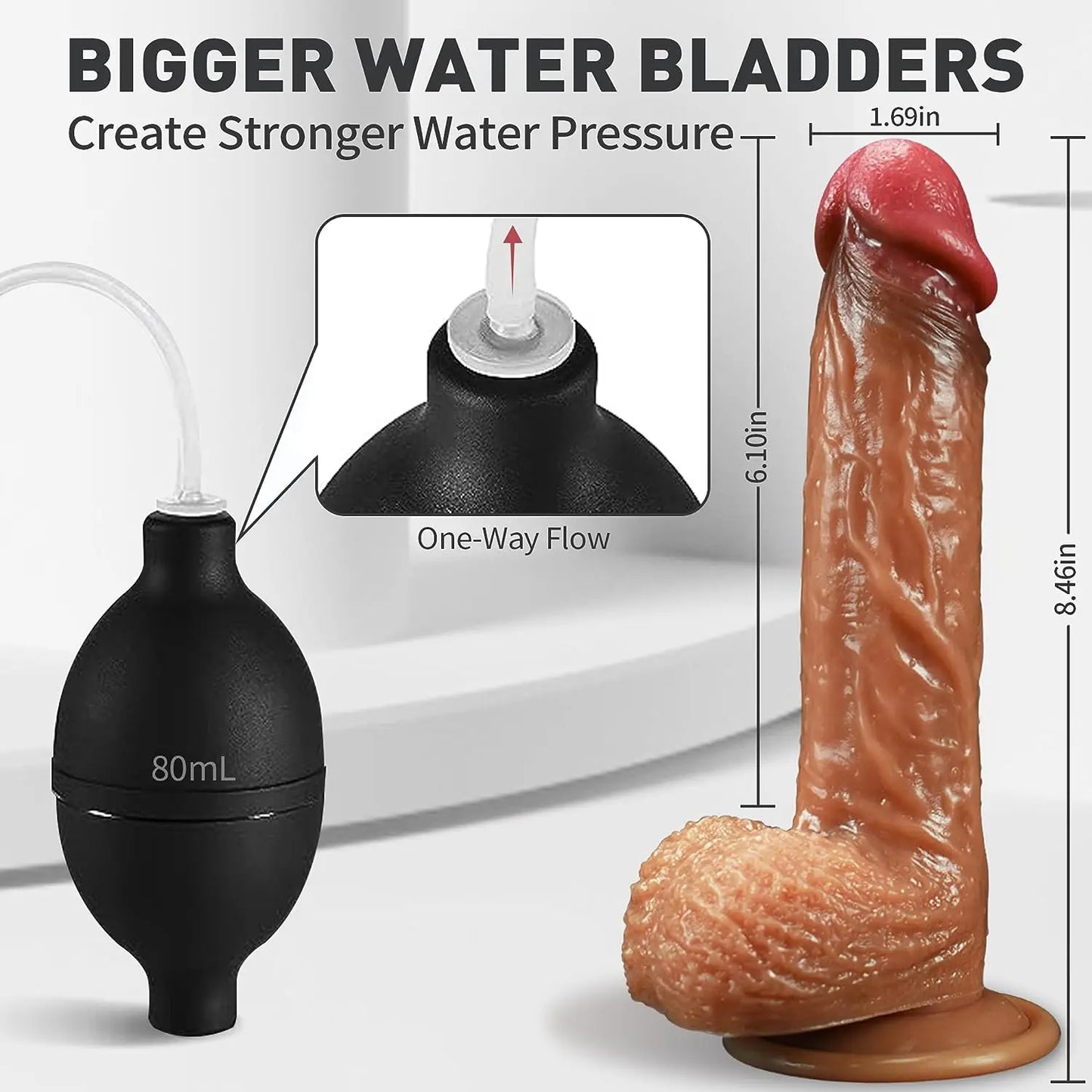 Realistic Squirting Dildo Silicone Ejaculating Dildo. 8.46 Lifelike Suction Cup Dildo for Hands Free Play. Soft Dildo with Curved Shaft and Balls. Adult Sex Toys for Women G Spot and Anal Prostate - buysextoyth
