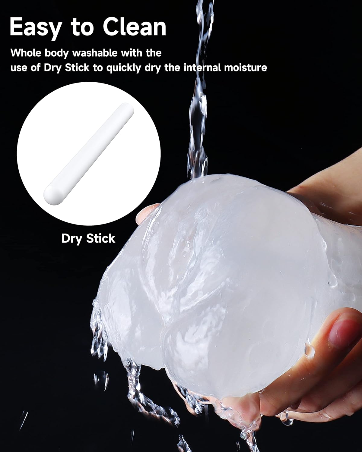 3 in 1 Male Masturbator Realistic Pocket Pussy with Drying Stick & Waterproof Storage Bag. Onahole Double-Ended Male Sex Toy Mouth Tongue Textured Vagina & Tight Anus for Men Masturbation(Clear) - buysextoyth