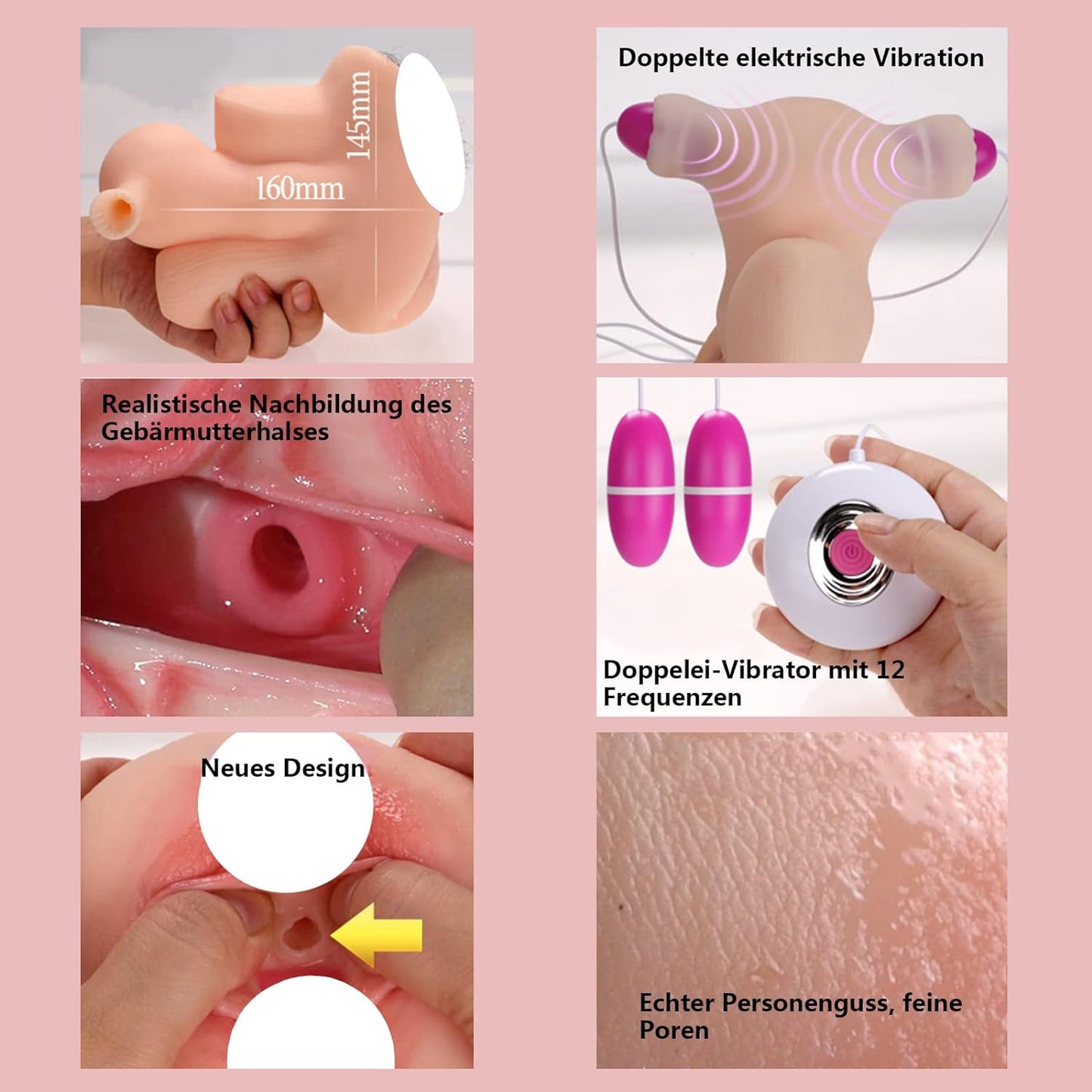Vibrating Womb Masturbator. Male Masturbators Pocket Pussy Realistic Stroker Lifelike Vaginal Oral Sex Toys for Man Masturbation - buysextoyth