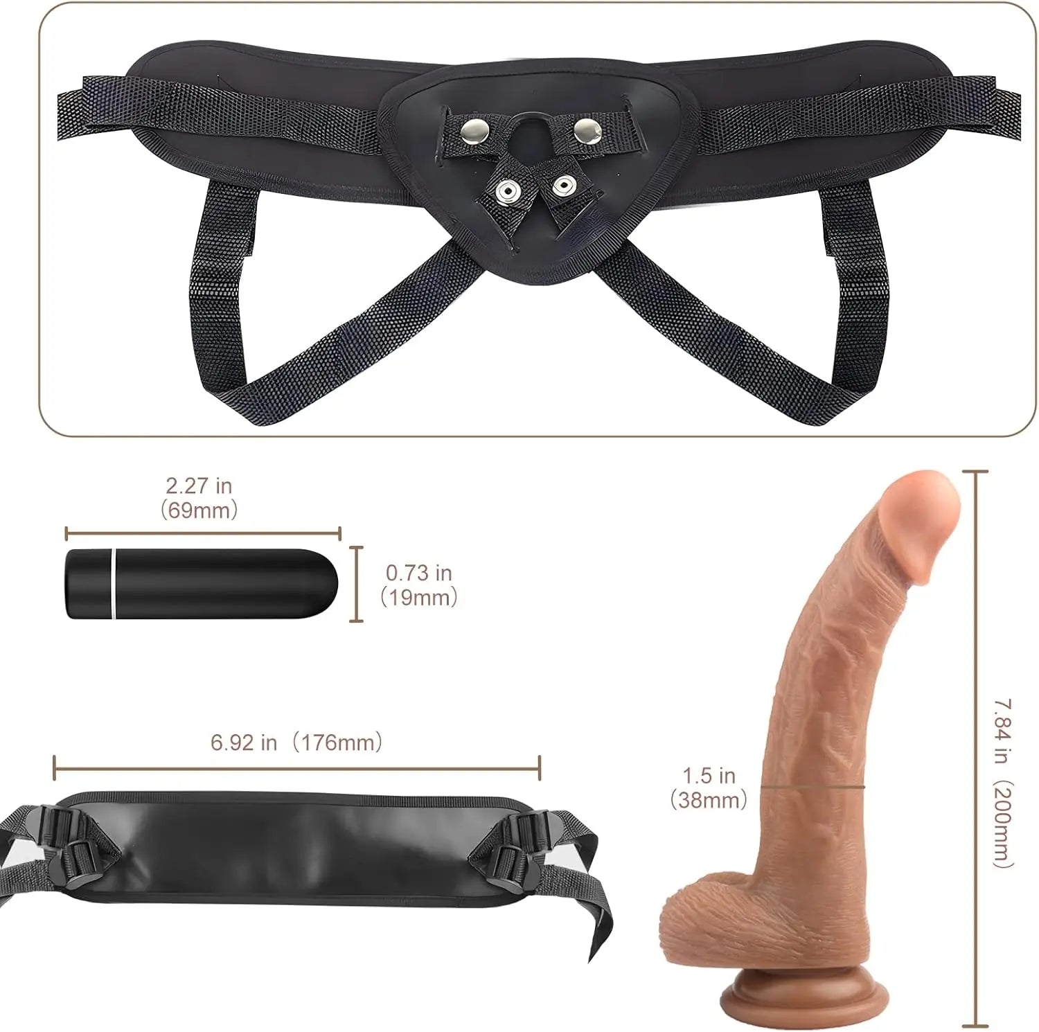 Strap-on Realistic Vibrating Dildo Wearable Harness with Bullet Vibrator. Detachable Silicone G Spot Stimulator. Vagina Massager Female Masturbator Sex Toys for Women Lesbian Couple (Flesh) - buysextoyth