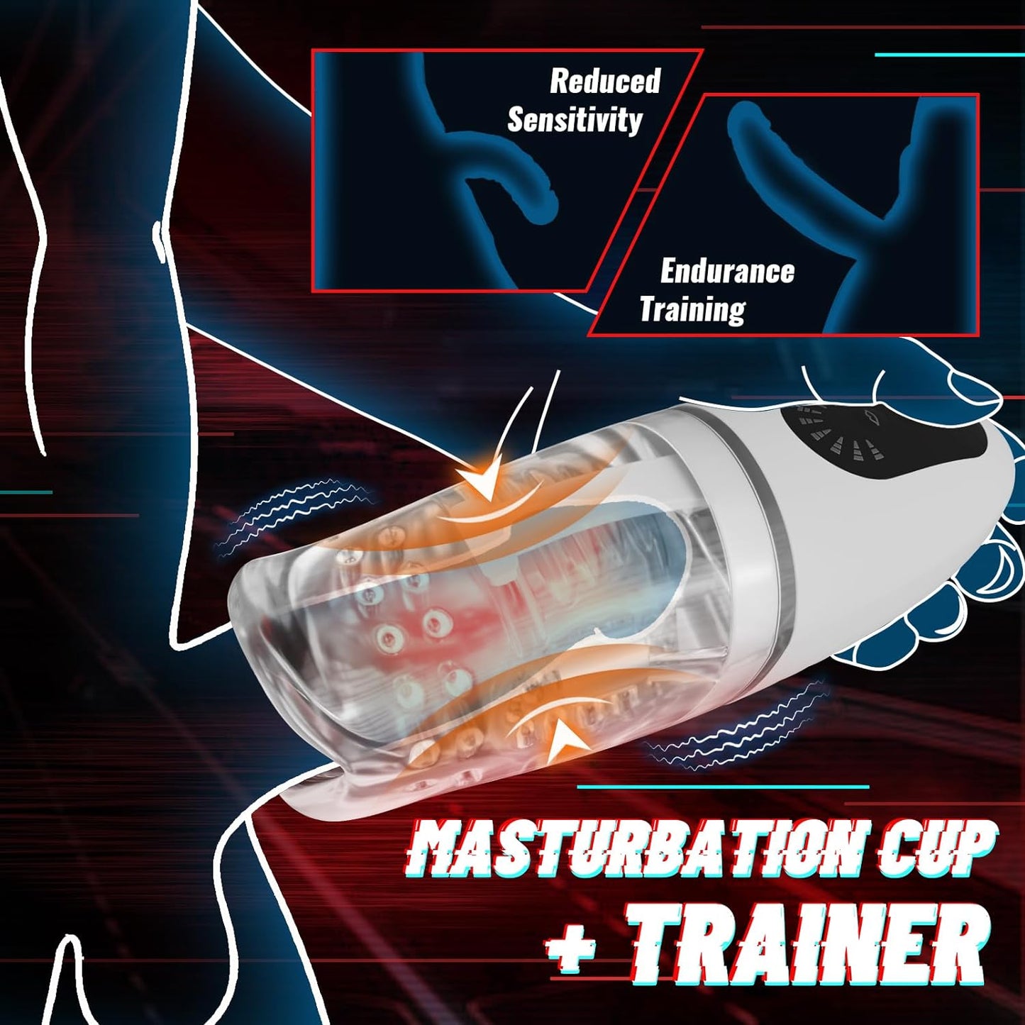 Triple Motor Automatic Male Masturbator Cup Oral Male Sex Toy. 5 Biting & 8 Vibrating Penis Stroker. Blowjob Glans Vibrator with Realistic Throat Structure Adult Sex Toys Pocket Pussy for Men Pleasure - buysextoyth
