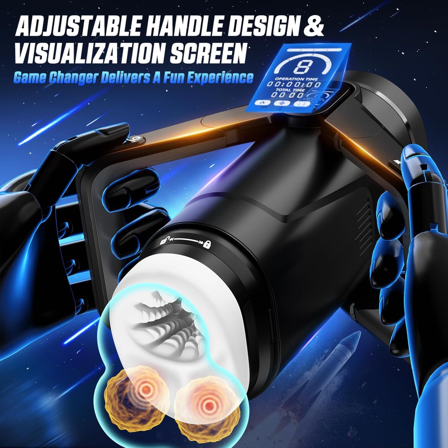 Automatic Male Masturbator Sex Toys for Men - Male Sex Toy with 9 Thrusting & 9 Scrotal Vibrations & Wing Handle Design with LCD Display Penis Pump. Pocket Pussy Sex Machine. Adult Sex Toys & Games - buysextoyth