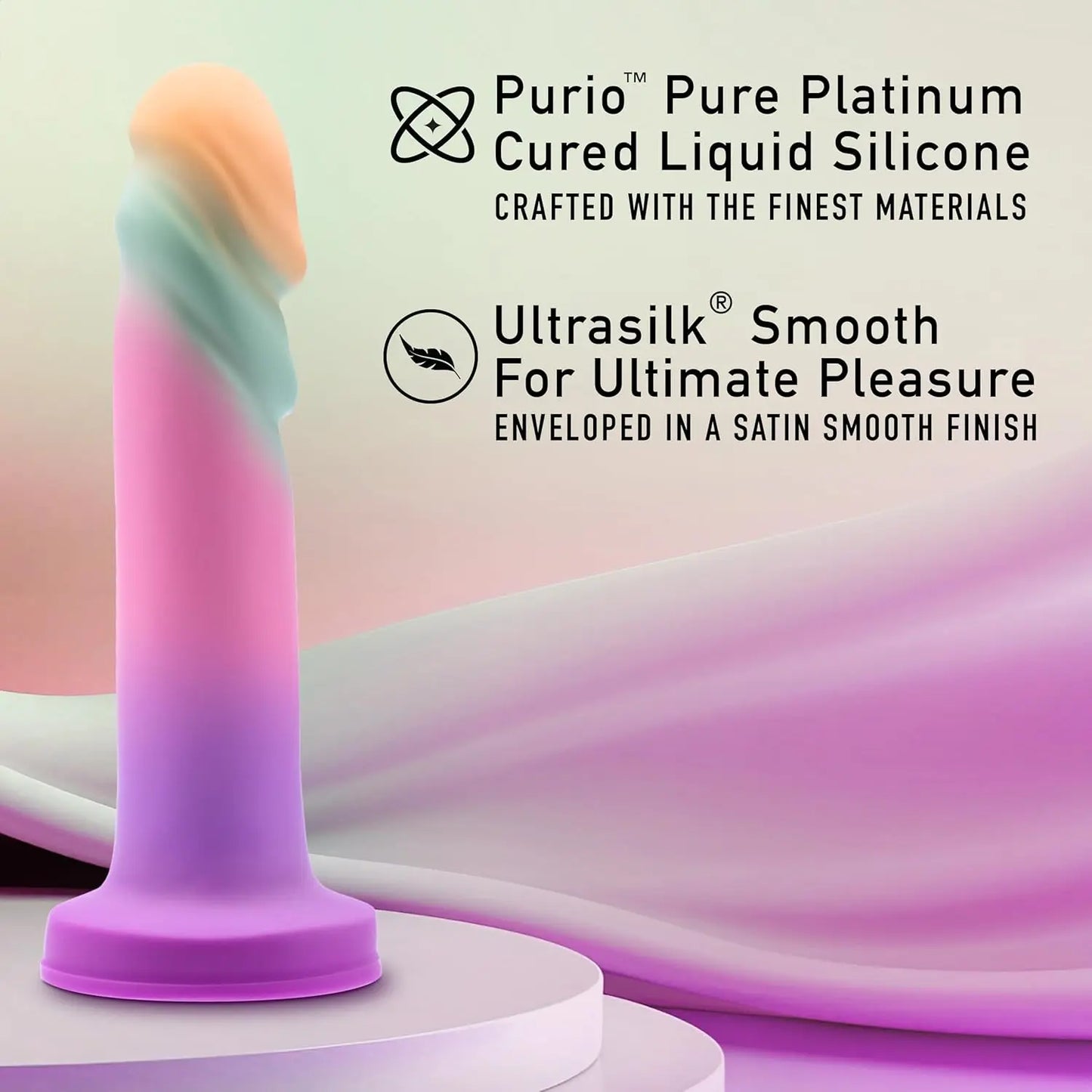 Blush Avant Sunrise Gaze Artisan 7.5 Inch Dildo – Hand Crafted with Purio® Liquid Silicone Wrapped in Satin Smooth UltraSilk® – Suction Cup Base & Harness Compatible - Sherbet - buysextoyth
