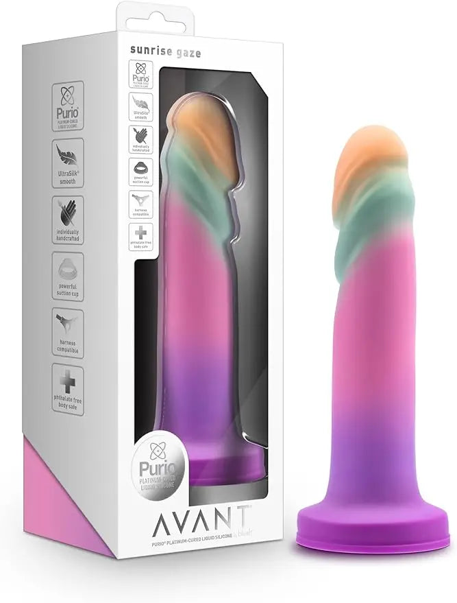 Blush Avant Sunrise Gaze Artisan 7.5 Inch Dildo – Hand Crafted with Purio® Liquid Silicone Wrapped in Satin Smooth UltraSilk® – Suction Cup Base & Harness Compatible - Sherbet - buysextoyth