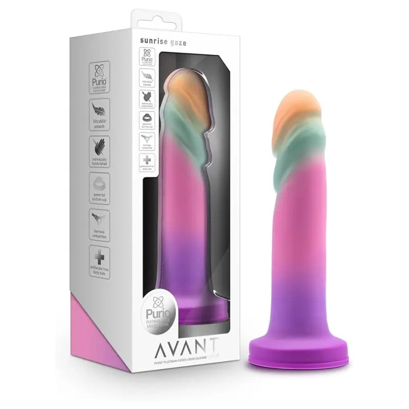 Blush Avant Sunrise Gaze Artisan 7.5 Inch Dildo – Hand Crafted with Purio® Liquid Silicone Wrapped in Satin Smooth UltraSilk® – Suction Cup Base & Harness Compatible - Sherbet - buysextoyth