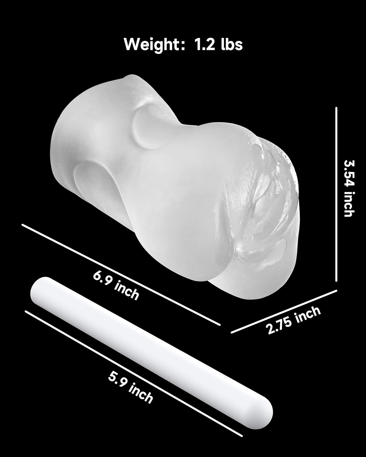 3 in 1 Male Masturbator Realistic Pocket Pussy with Drying Stick & Waterproof Storage Bag. Onahole Double-Ended Male Sex Toy Mouth Tongue Textured Vagina & Tight Anus for Men Masturbation(Clear) - buysextoyth