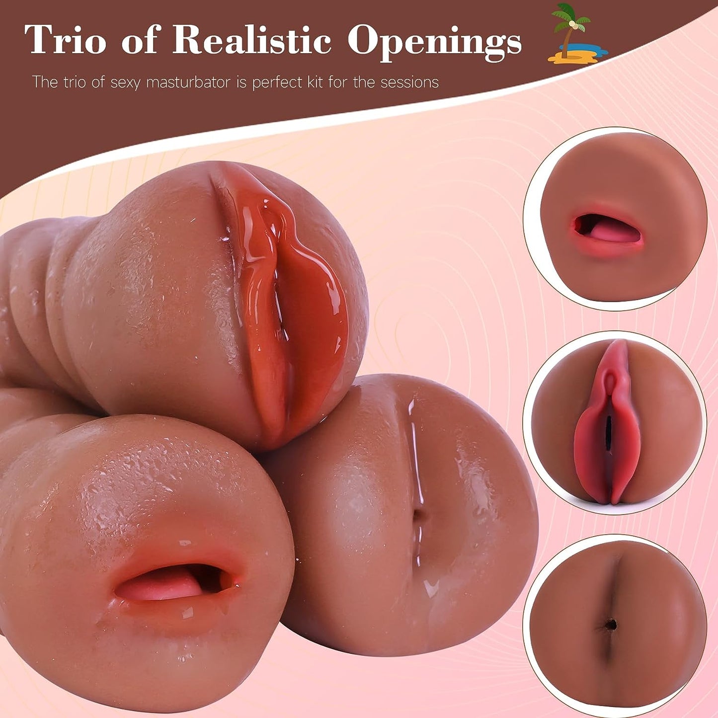 Sex Toys Male Pocket Pussies Sex Toy - Trio Pack of 3 Mouth Sex Doll. Vagina Blowjob Male Masturbator. Anal Flesh Light. Silicone Stroker for Mens Pleasure. Consoladores Sex Toys for Men - buysextoyth