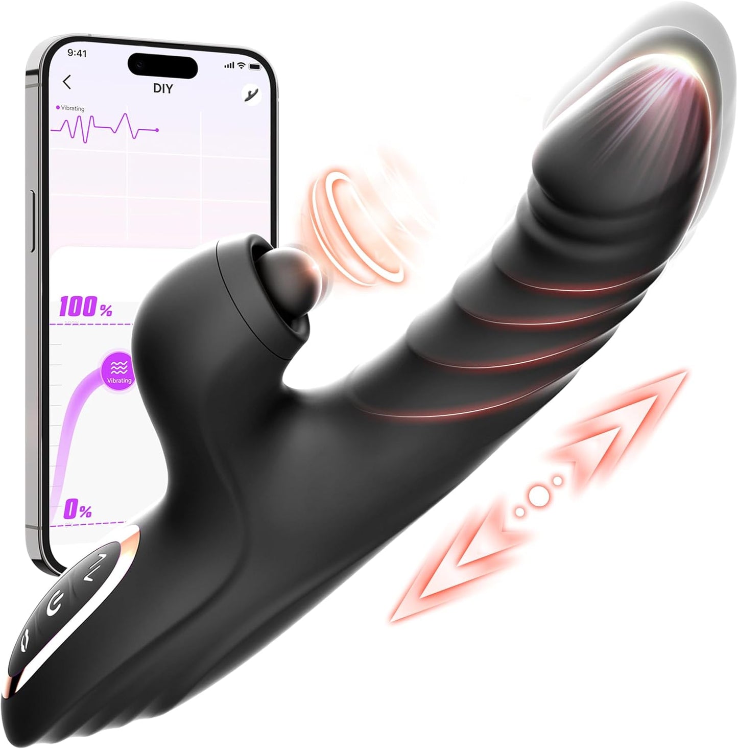 Vibrator Thrusting Dildo for Women Toendi G Spot Vibrator Clitoral Stimulator Sex Toys Dildos Vibrator with 10 Vibration 7 Thrust Mode with Licking. Rabbit Vibrators Adult Sex Toy for Women and Couple - buysextoyth