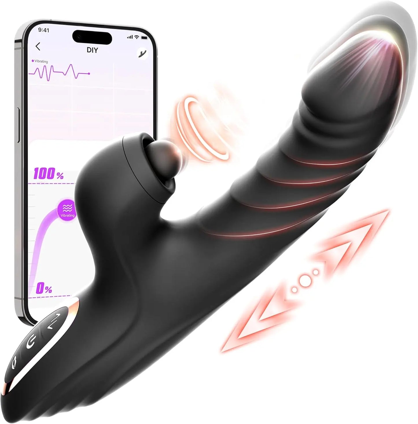 Vibrator Thrusting Dildo for Women Toendi G Spot Vibrator Clitoral Stimulator Sex Toys Dildos Vibrator with 10 Vibration 7 Thrust Mode with Licking. Rabbit Vibrators Adult Sex Toy for Women and Couple - buysextoyth