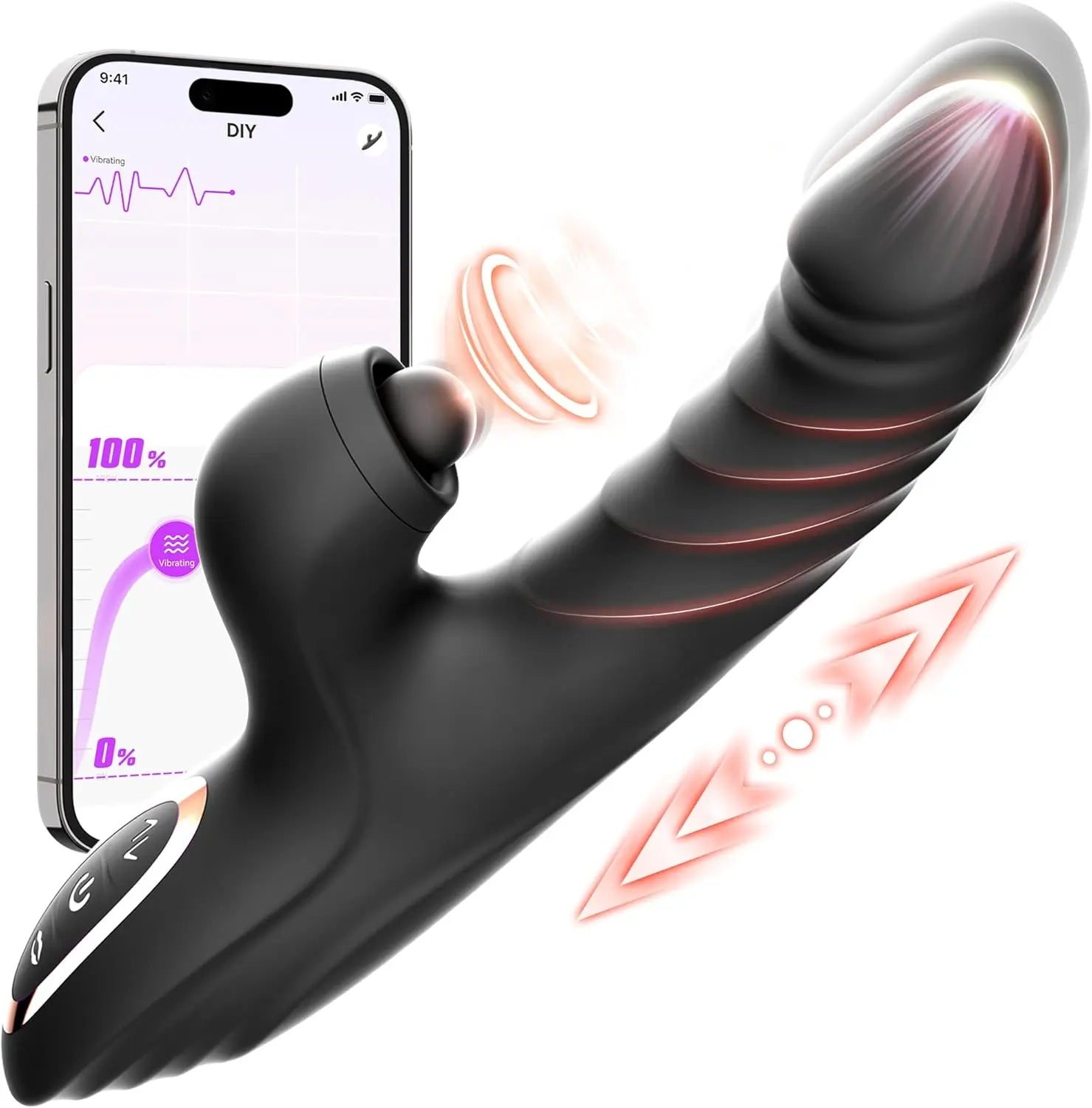 Vibrator Thrusting Dildo for Women Toendi G Spot Vibrator Clitoral Stimulator Sex Toys Dildos Vibrator with 10 Vibration 7 Thrust Mode with Licking. Rabbit Vibrators Adult Sex Toy for Women and Couple - buysextoyth