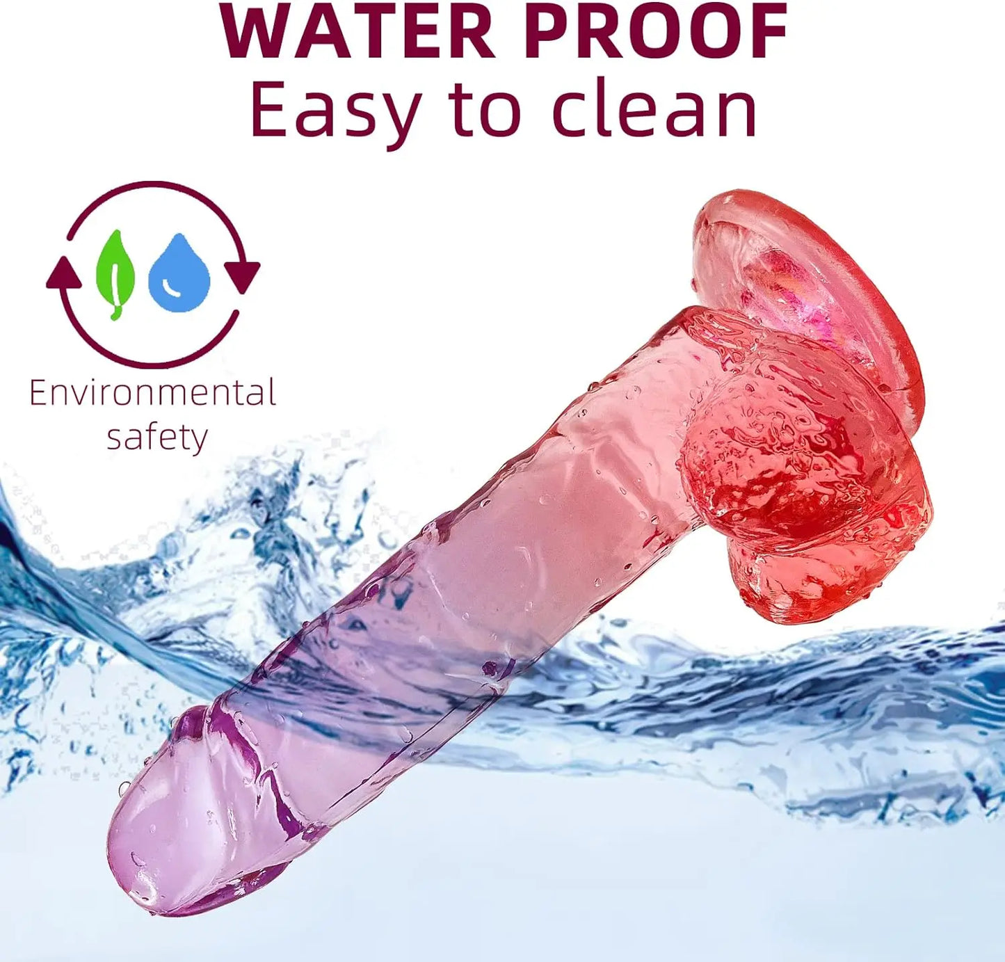 Realistic Dildo Clear Silicone 7.8 Red-Purple Gradient Adult Sex G-spot Dildo with Strong Suction Cup for Women Hand Free Play Flexible Soft Penis Dong. Toys for Vaginal and Anal Stimulation - buysextoyth