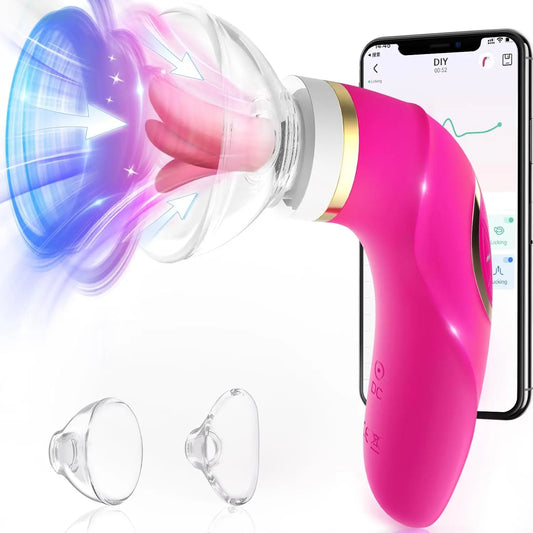 Sucking Vibrator Womens Sex Toys - Upgraded APP Adult Toys. 5 Tongue Licking Vibrators. 8 Auto & 1 Manual Suction Sex Toy. Nipples Anal Clitoral G Spot Vibrator Stimulator for Female Couples Sex Toys - buysextoyth