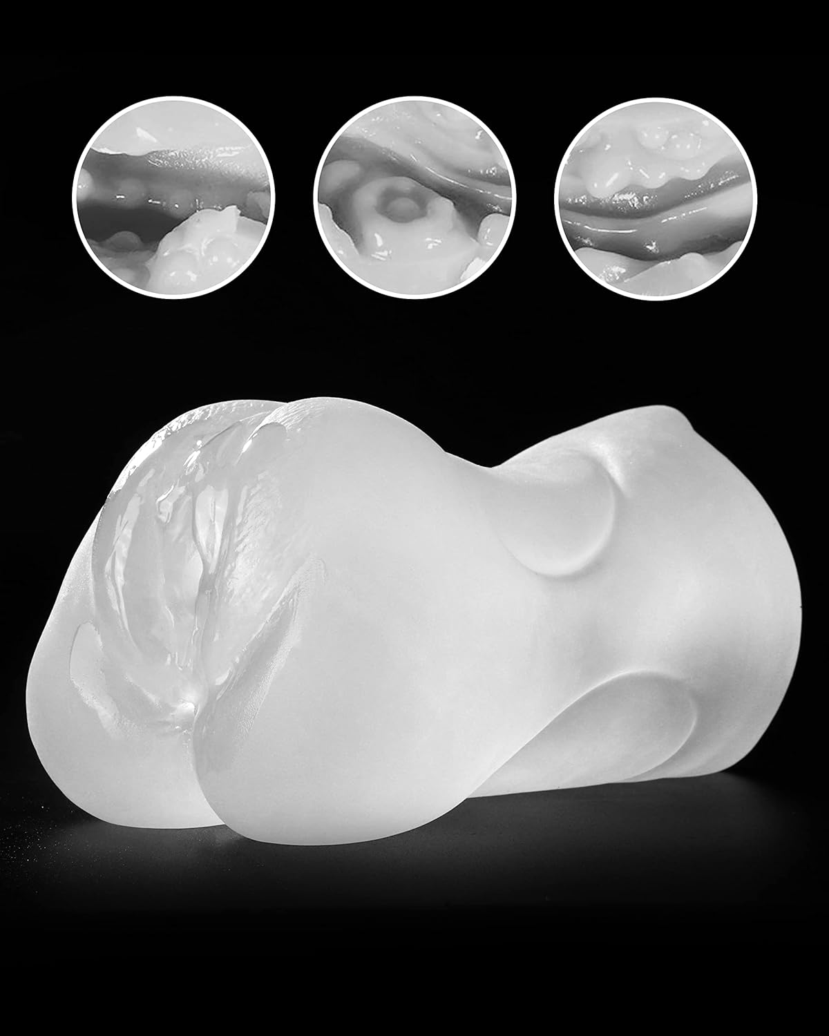 3 in 1 Male Masturbator Realistic Pocket Pussy with Drying Stick & Waterproof Storage Bag. Onahole Double-Ended Male Sex Toy Mouth Tongue Textured Vagina & Tight Anus for Men Masturbation(Clear) - buysextoyth