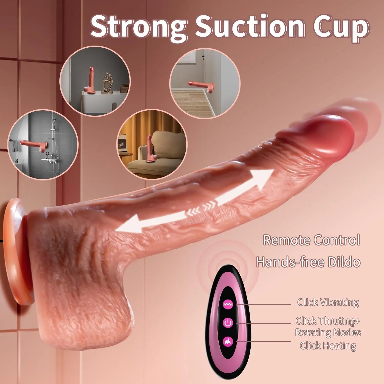 Realistic Dildo Vibrator APP Remote Control Adult Sex Toy Suction Cup 9 Vibrations 3 Thrusting Rotating Swing Heating Modes for 18+ Women - buysextoyth