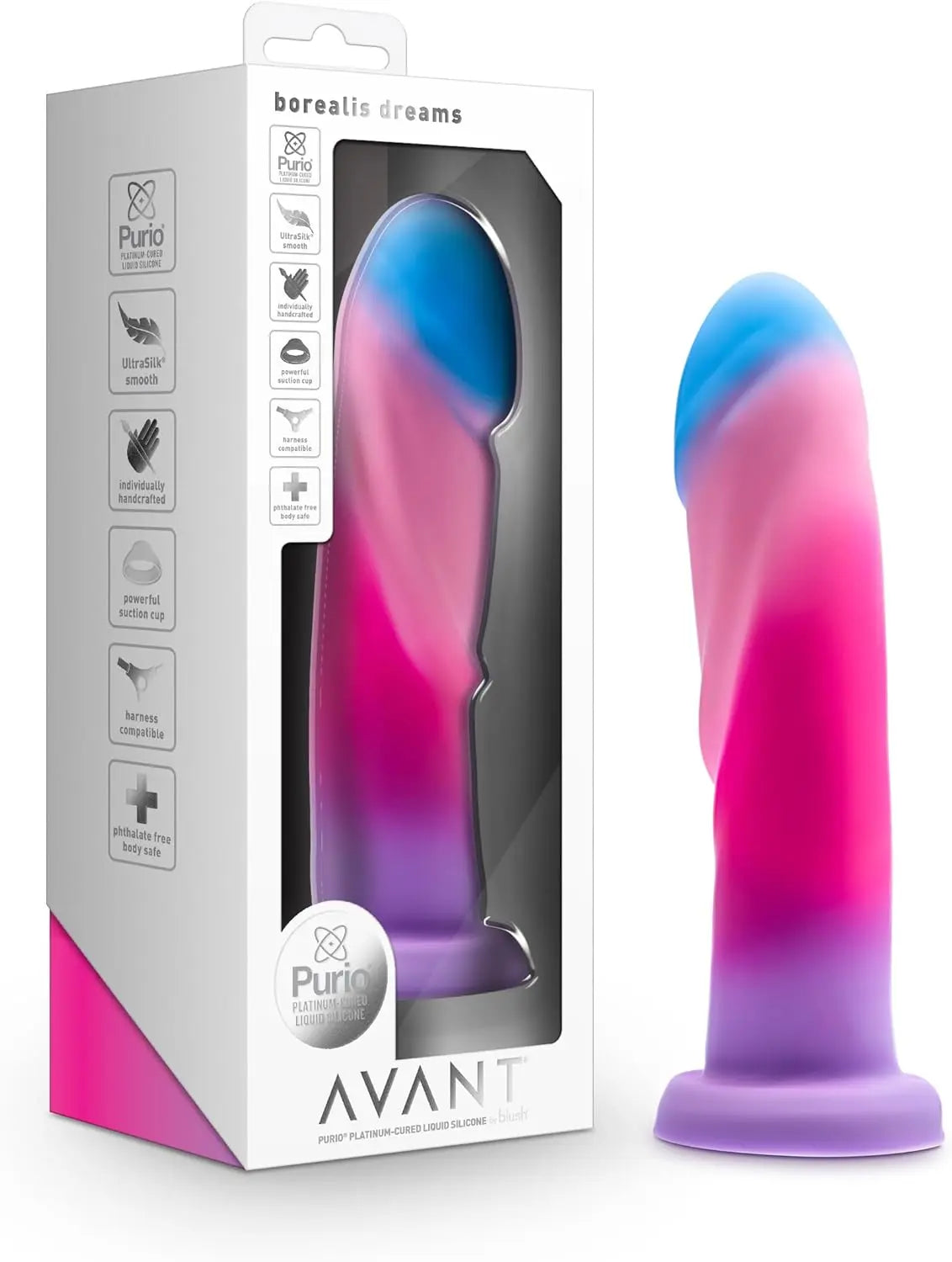 Blush Avant Sunrise Gaze Artisan 7.5 Inch Dildo – Hand Crafted with Purio® Liquid Silicone Wrapped in Satin Smooth UltraSilk® – Suction Cup Base & Harness Compatible - Sherbet - buysextoyth