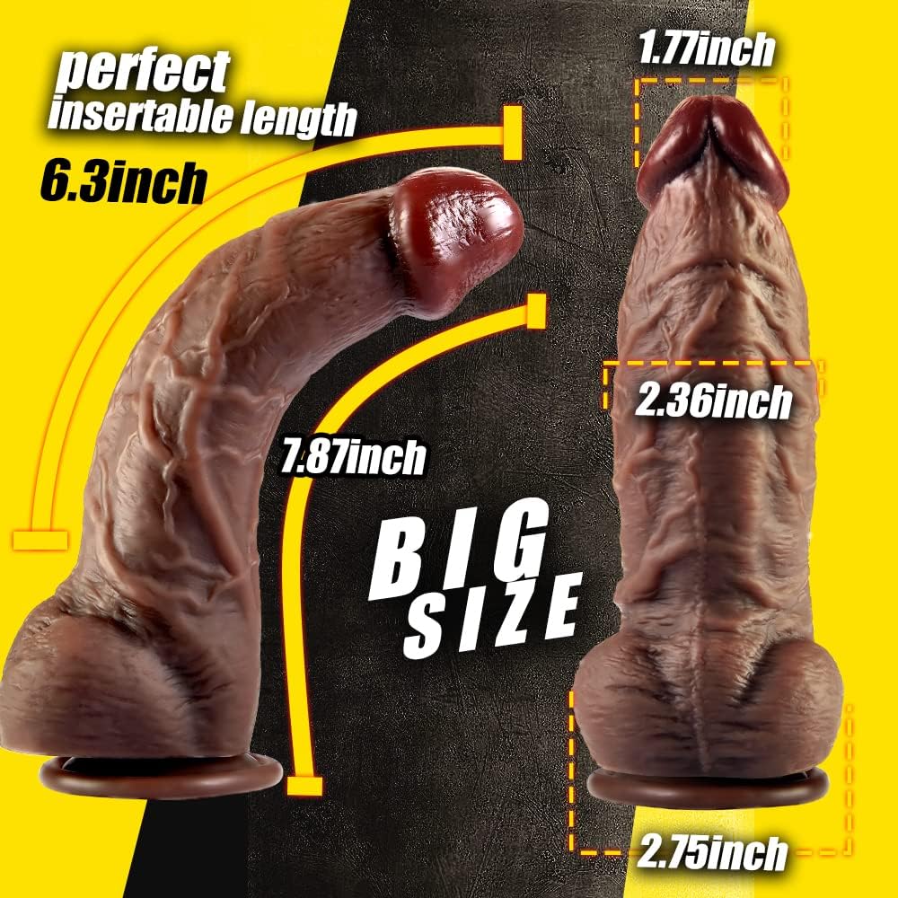 Lubisey 2.36'' Diameter Huge Thick Dildo for G-spot Stimulation Orgasm. Curved Shaft Big Black Dildos with Powerful Suction Cup. Silicone Realistic Dildo Vagina Anal Sex Toys for Women and Men 7.87'' - buysextoyth