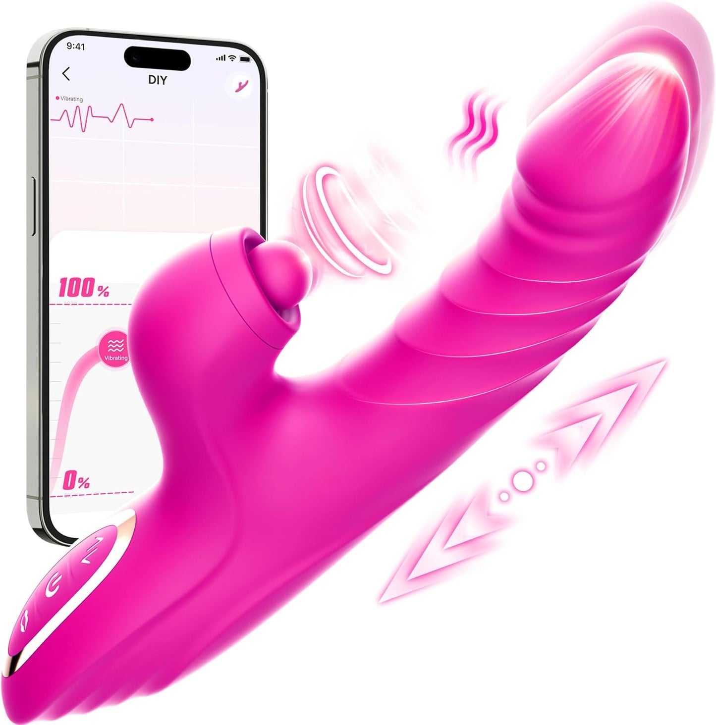 Vibrator Thrusting Dildo for Women Toendi G Spot Vibrator Clitoral Stimulator Sex Toys Dildos Vibrator with 10 Vibration 7 Thrust Mode with Licking. Rabbit Vibrators Adult Sex Toy for Women and Couple - buysextoyth