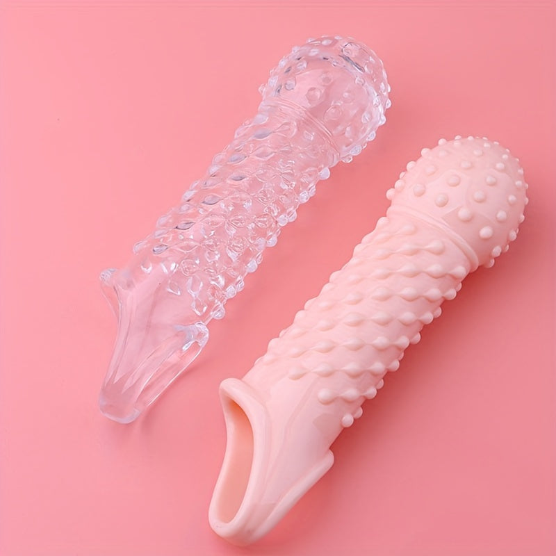 2pcs Penis Enhancer Sleeves with Stretch G-Spot Stimulation - Reusable Cock Ring & Nozzle for Men's Sexual Pleasure Sex Toy For Men Masturbating Sex Toy For Men Anal - buysextoyth
