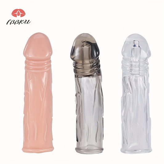 1pcs Men's Flesh Color Or Crystal Adult Sex Toy Penis Cover Sleeve Penis Extender Reusable Delay Ejaculation Add More Fun And Excitement For Men Women Couples - buysextoyth