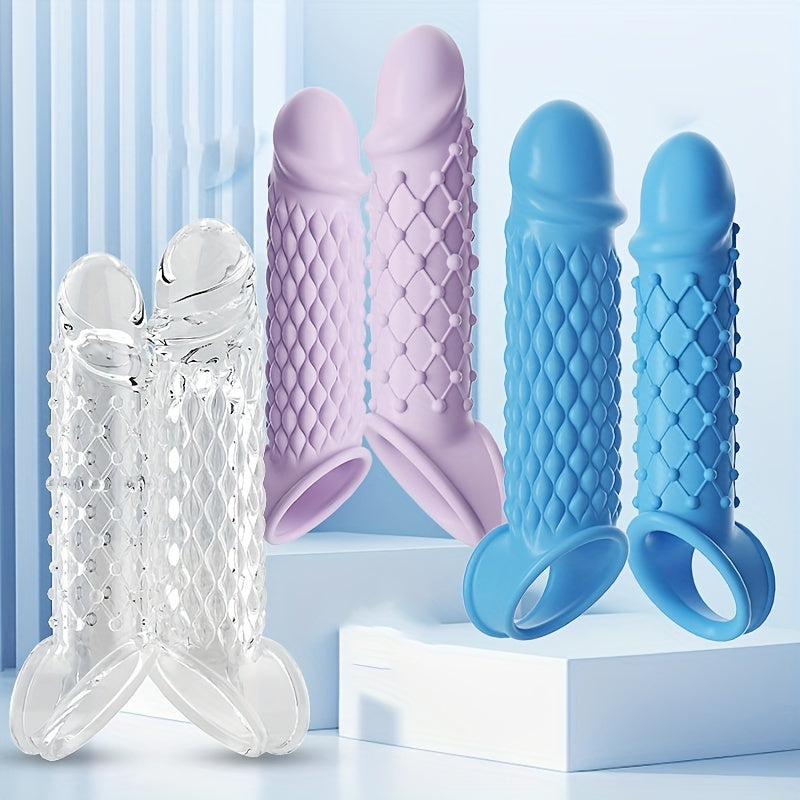 Blue Purple White Large TPE Material Wolf Tooth Mesh Simulation Penis Cover Penis Sleeve - buysextoyth