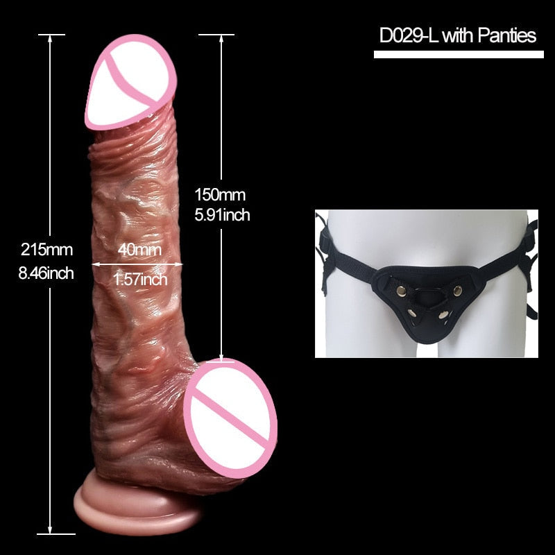 8.5นิ้วสมจริง Penis สำหรับผู้หญิงเลื่อน Foreskin Dildo ดูดถ้วย Dildos หญิง Masturbator Big Dick ผู้ใหญ่ Anal เซ็กซ์ทอย Shop - buysextoyth