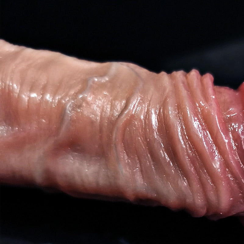 8.5นิ้วสมจริง Penis สำหรับผู้หญิงเลื่อน Foreskin Dildo ดูดถ้วย Dildos หญิง Masturbator Big Dick ผู้ใหญ่ Anal เซ็กซ์ทอย Shop - buysextoyth