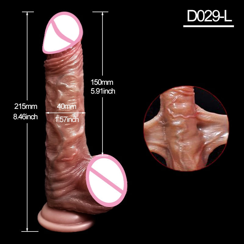 8.5นิ้วสมจริง Penis สำหรับผู้หญิงเลื่อน Foreskin Dildo ดูดถ้วย Dildos หญิง Masturbator Big Dick ผู้ใหญ่ Anal เซ็กซ์ทอย Shop - buysextoyth