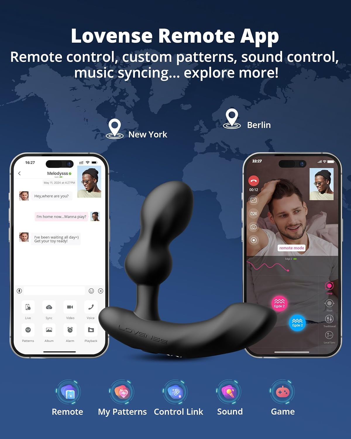 LOVENSE Edge 2 Prostate Massager Vibrator Sex Toys for Men. APP Remote Control Vibrating Butt Plug with Powerful Vibrations Adult Sex Toys & Games for Beginner Advanced Player - buysextoyth