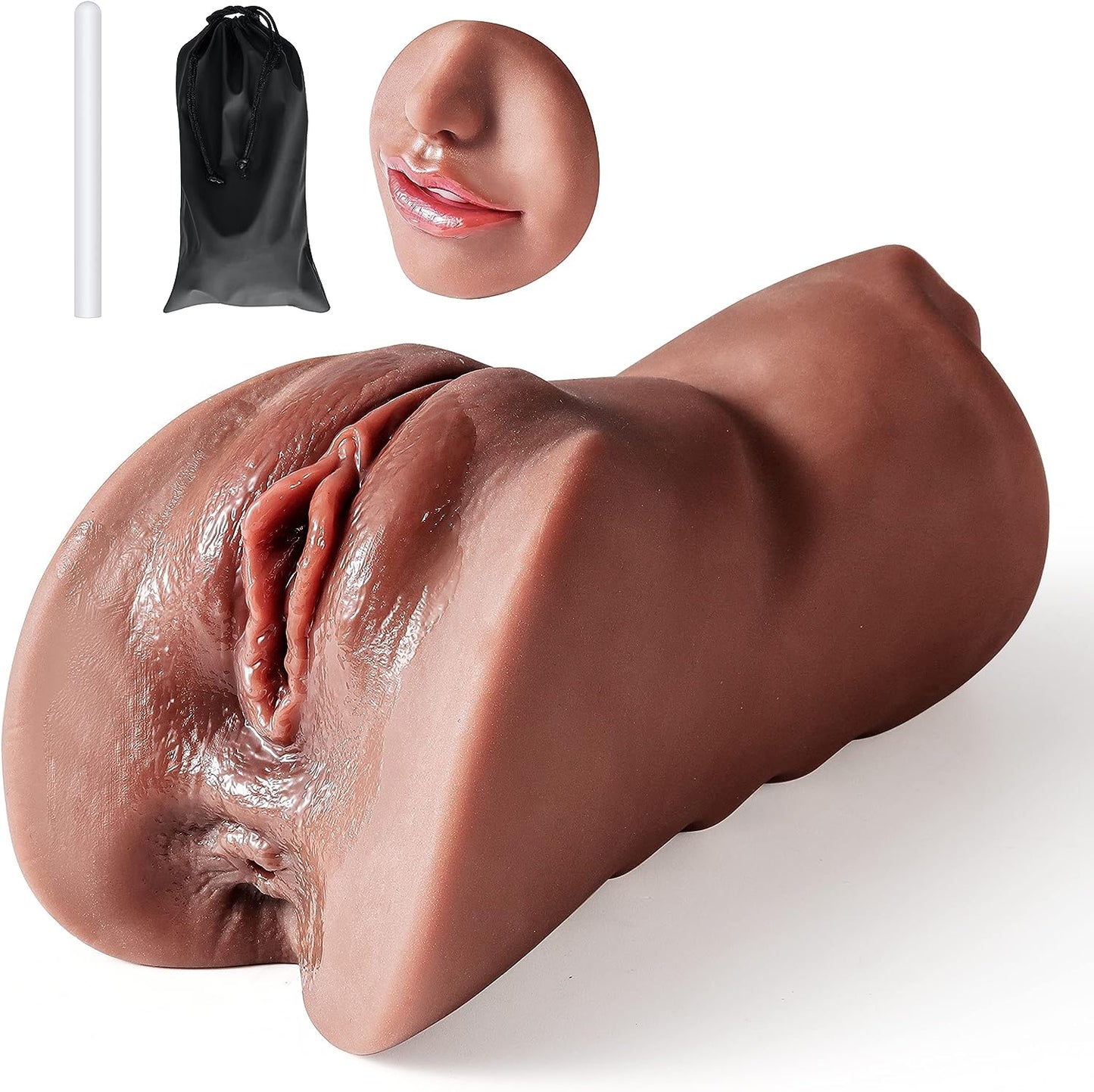 3 in 1 Male Masturbator Realistic Pocket Pussy with Drying Stick & Waterproof Storage Bag. Onahole Double-Ended Male Sex Toy Mouth Tongue Textured Vagina & Tight Anus for Men Masturbation(Clear) - buysextoyth