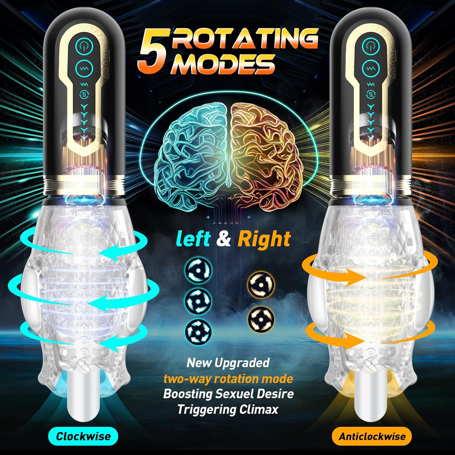 Automatic Blowjob Male Masturbator. Adult Sex Toys for Men. 7 Vibrating & 5 Rotating & 5 Thrusting Modes with Penis Stimulation. Rotating Male Masturbation Pocket Pussy for Men Pleasure Realistic - buysextoyth