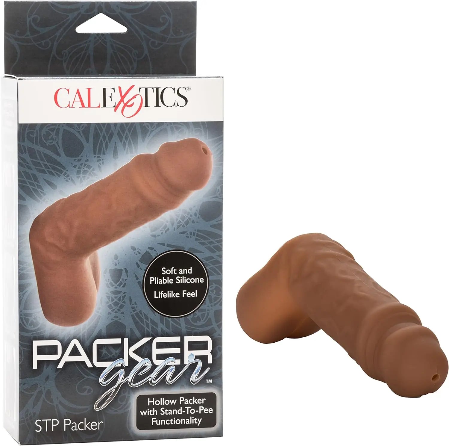 CalExotics Packer Gear STP Packer – Realistic Prosthetic Stand To Pee Strap On Sex - Trans Transitioning FTM Adult Female To Male - Brown - buysextoyth