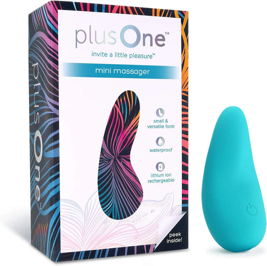 plusOne Mini Vibrator for Women - Made of Body-Safe Silicone. Fully Waterproof. USB Rechargeable - Personal Massager with 10 Vibration Settings. Teal - buysextoyth
