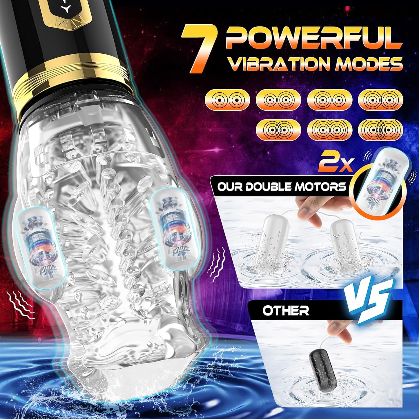 Automatic Blowjob Male Masturbator. Adult Sex Toys for Men. 7 Vibrating & 5 Rotating & 5 Thrusting Modes with Penis Stimulation. Rotating Male Masturbation Pocket Pussy for Men Pleasure Realistic - buysextoyth