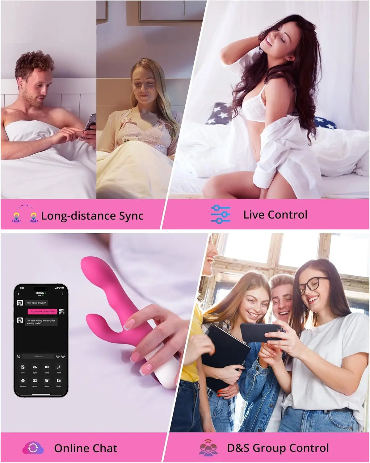 LOVENSE Nora Rabbit Vibrator with APP Control. Pink Vibrator Rabbit with Dual Motor. Clitoral Stimulator Dildo Massager. Sex Toys for Women with Smartphone Wireless - buysextoyth