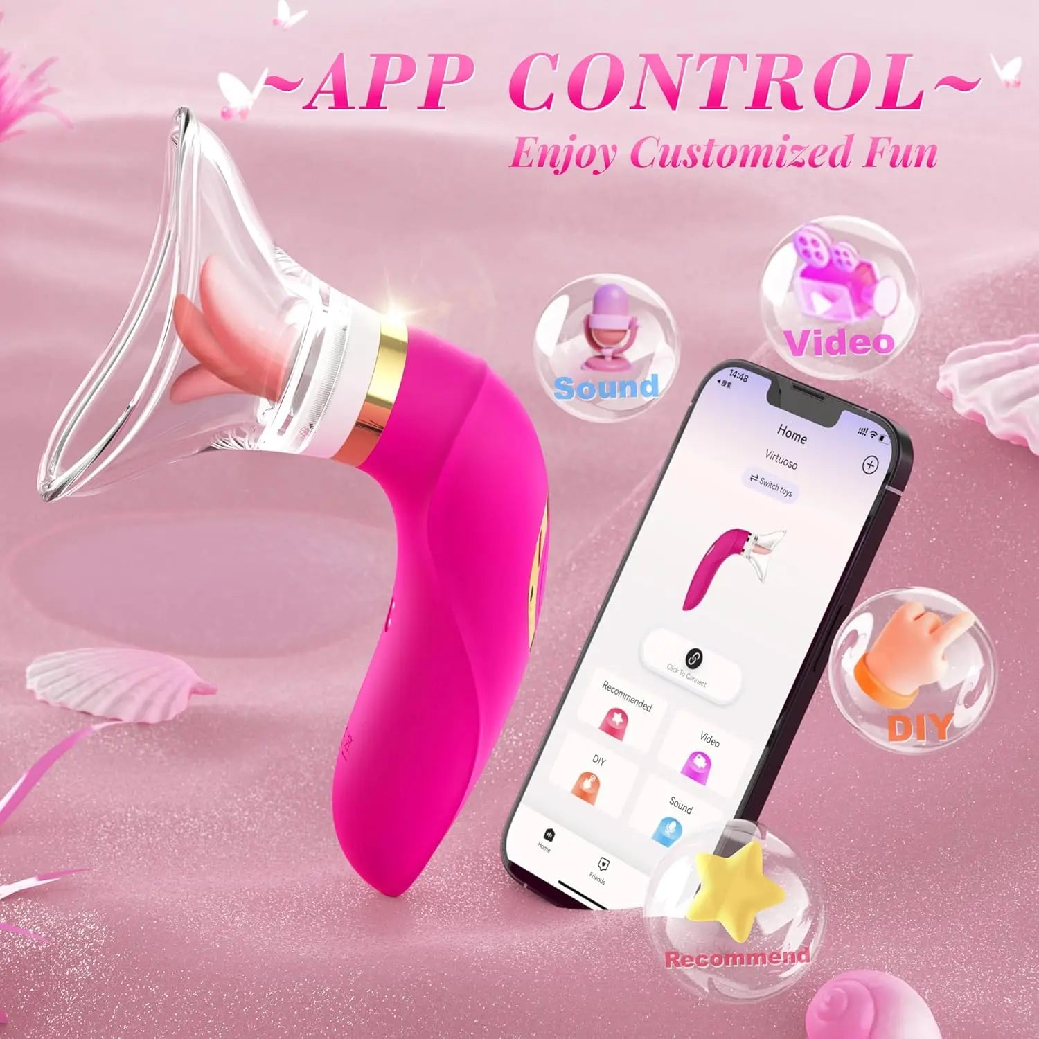 Sucking Vibrator Womens Sex Toys - Upgraded APP Adult Toys. 5 Tongue Licking Vibrators. 8 Auto & 1 Manual Suction Sex Toy. Nipples Anal Clitoral G Spot Vibrator Stimulator for Female Couples Sex Toys - buysextoyth