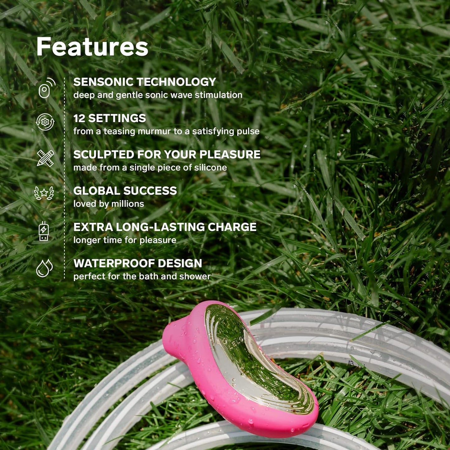 LELO SONA 2 Sonic Waves Clit Sucker. Waterproof Clit Vibrator Oral Stimulator Vibrator for Women for Deeper Satisfaction. Cerise - buysextoyth