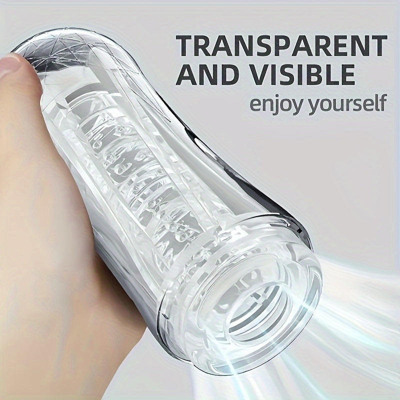 Transparent 3D Realistic Electric Male Masturbator: Adult Party Toy for Men. Suitable for Ages 18+ (No Feathers. Silicone Material) - buysextoyth