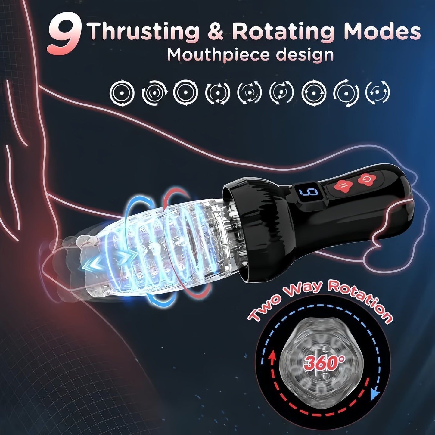 Ultimate Male Masturbator Sex Toy. Automatic 9 Thrusting & Rotating Modes. TPE Material. USB Powered. Hand Washable. Solid Color Design. Adult Pleasure Machine for Men - buysextoyth