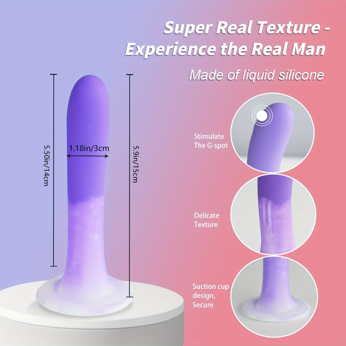 Purple Silicone Adult Toy with Suction Cup for Hands-Free Play. 5.9 Inch Slim Female Sex Toy Dildo for Beginners. Adult Sex Toys for Men and Women. Anal Masturbator. Anal Expansion. Liquid Silicone Material. No Battery Needed. Non-Latex - buysextoyth