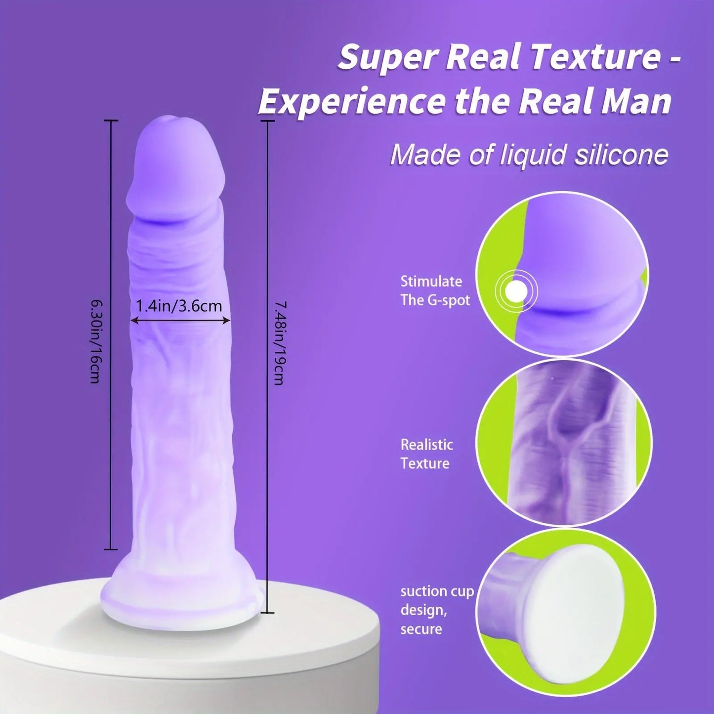 Dildo Waterproof Non-Latex Adult Sex Toy - Hands-Free Pleasure with Strong Grip for Play. Body-Safe Stimulation. Sustainable. No Power Required - buysextoyth