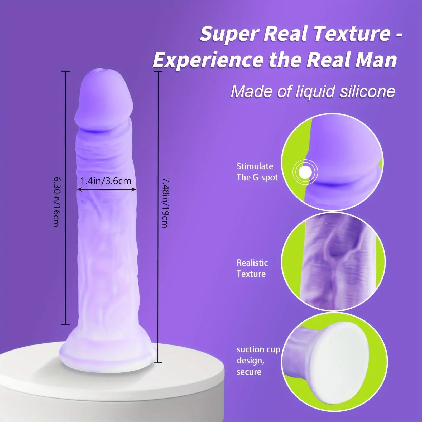 Dildo Waterproof Non-Latex Adult Sex Toy - Hands-Free Pleasure with Strong Grip for Play. Body-Safe Stimulation. Sustainable. No Power Required - buysextoyth